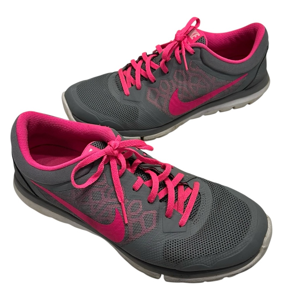 Nike Womens Flex 2015 Run 709021-009 Gray Pink Athletic Running Shoes Sneakers